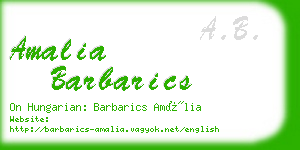 amalia barbarics business card